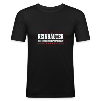 Reinhäuter tattoofrei wegbuttern keine tattoos - Männer Slim Fit T-Shirt - Schwarz - Vorne - Nik (191cm)