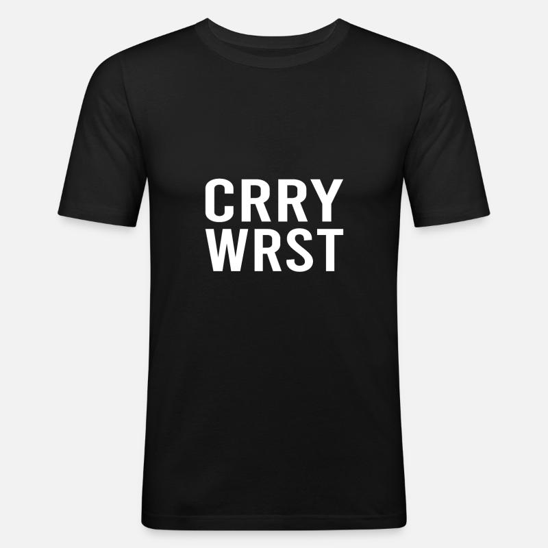 Currywurst essen - Männer Slim Fit T-Shirt - Schwarz