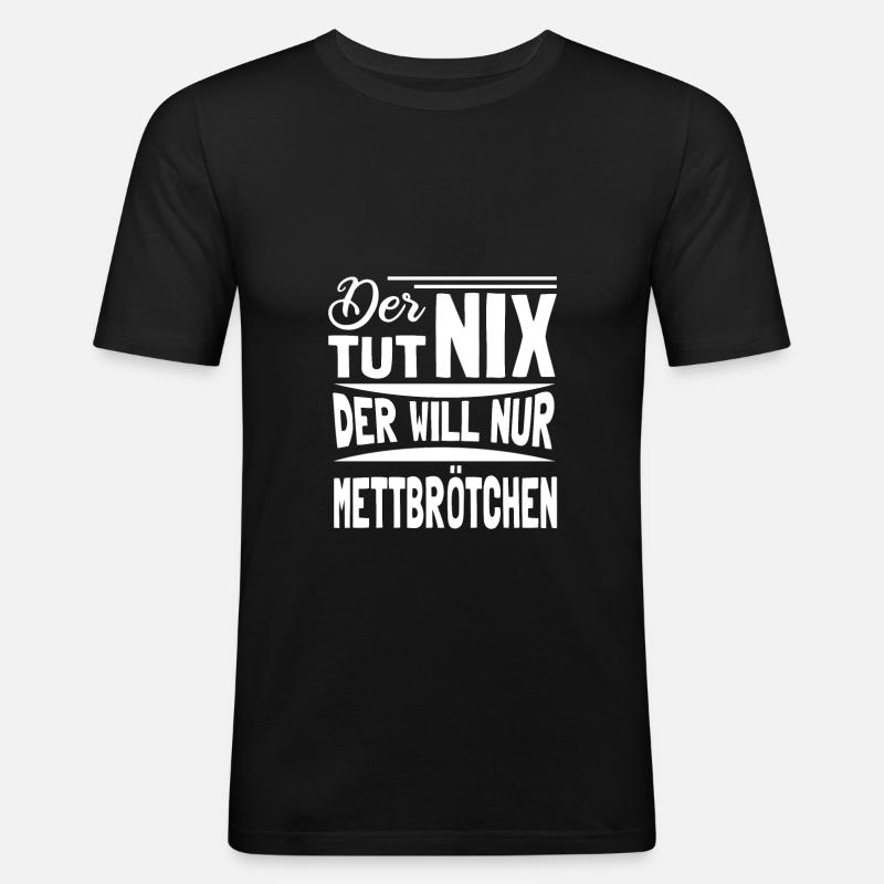 Mettbrötchen Mett Mettigel - Männer Slim Fit T-Shirt - Schwarz