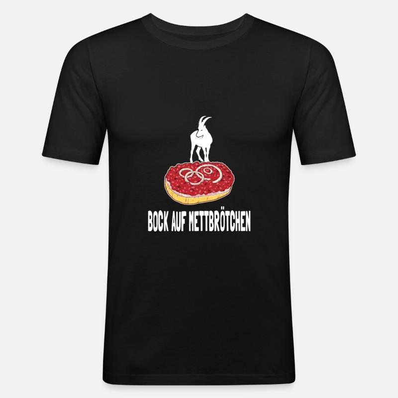 Mettbrötchen Mett Mettigel - Männer Slim Fit T-Shirt - Schwarz