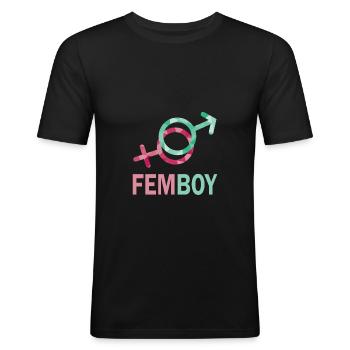Femboy Feminine Boy Crossdressing - Männer Slim Fit T-Shirt - Schwarz - Vorne - Nik (191cm)