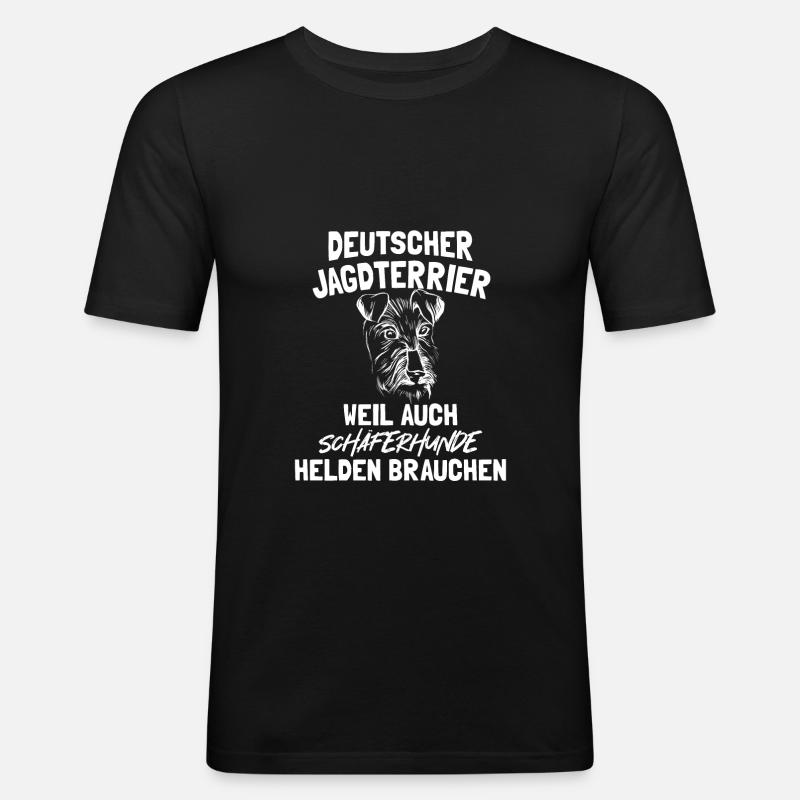 Deutscher Jagdterrier - Männer Slim Fit T-Shirt - Schwarz