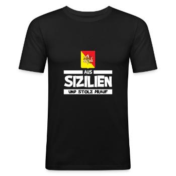 Sizilien Sizilianer Palermo Sicilia - Männer Slim Fit T-Shirt - Schwarz - Vorne - Nik (191cm)