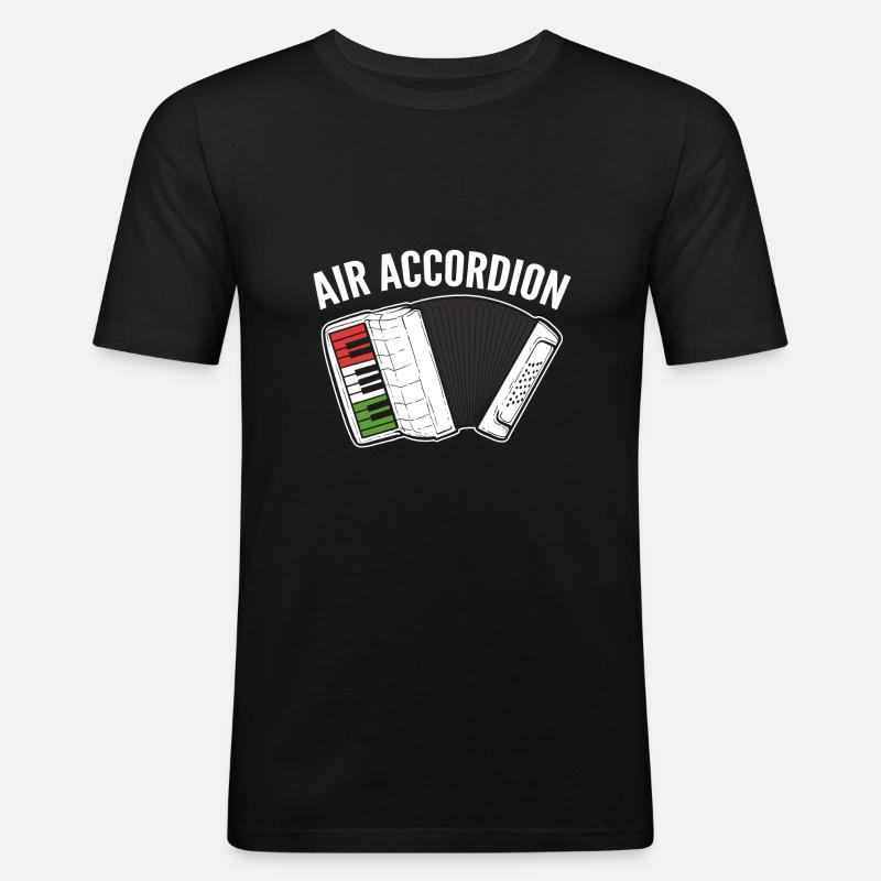 Akkordeon - Männer Slim Fit T-Shirt - Schwarz