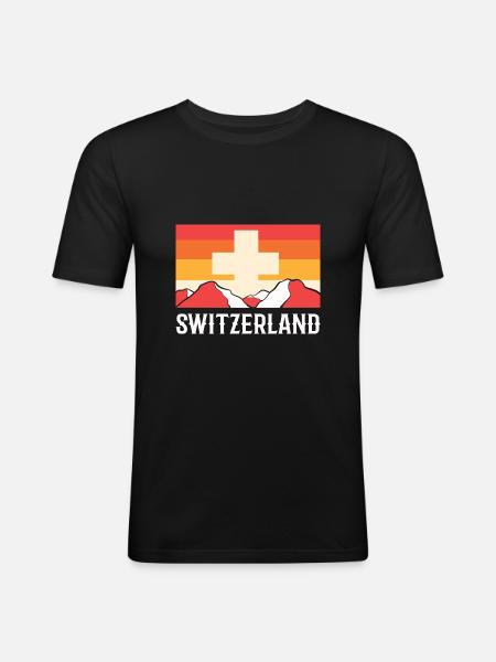 Schweiz - Männer Slim Fit T-Shirt - Schwarz