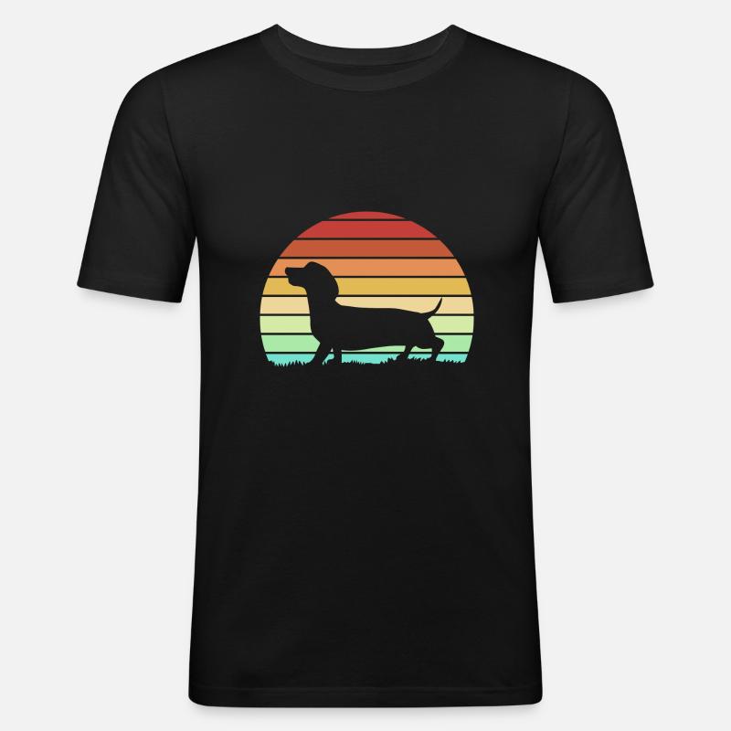 Dackel - Männer Slim Fit T-Shirt - Schwarz