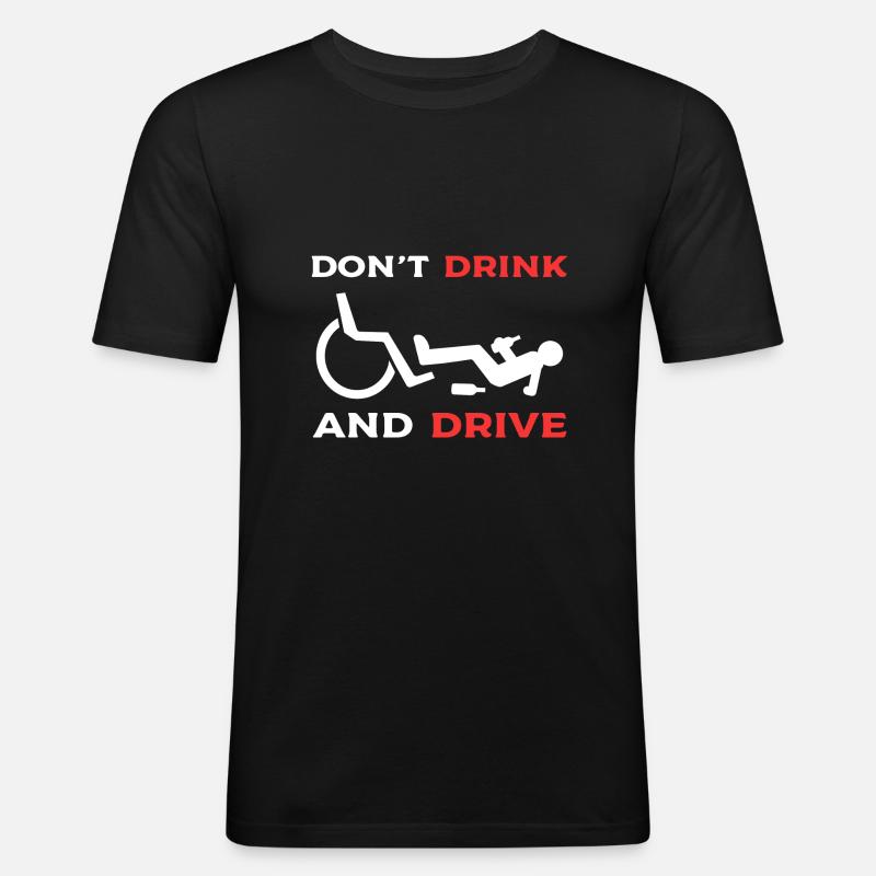 Rollstuhl - Männer Slim Fit T-Shirt - Schwarz