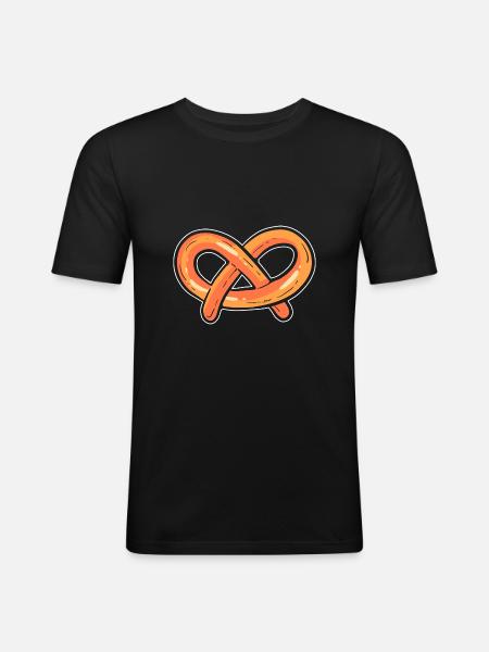 Brezel - Männer Slim Fit T-Shirt - Schwarz