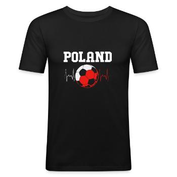 Pologne Polonais - T-shirt près du corps Homme - noir - Devant - Nik (191cm)