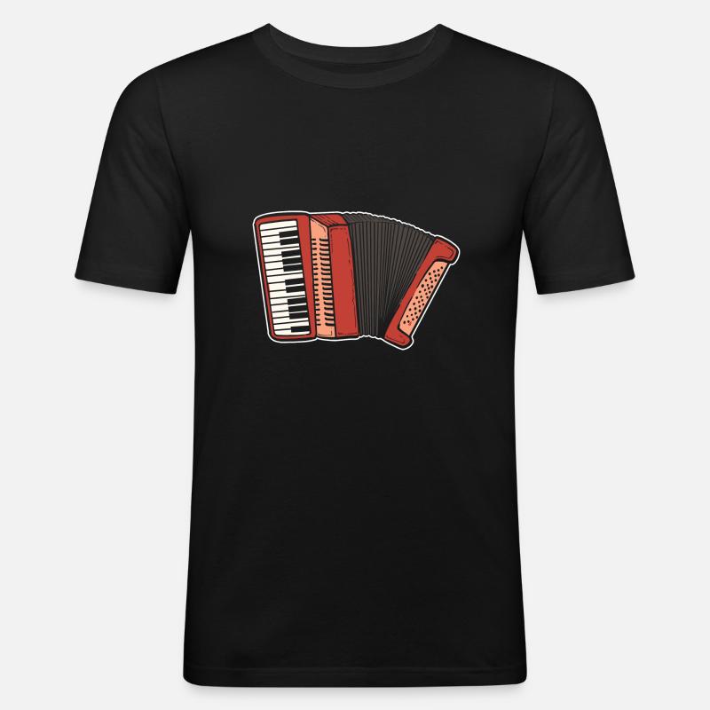 Akkordeon - Männer Slim Fit T-Shirt - Schwarz