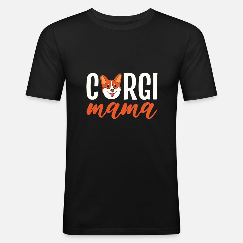 Corgi - Männer Slim Fit T-Shirt - Schwarz