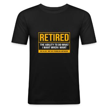 Pensioen 2025 Gepensioneerde Pensioen Gepensioneerde - Mannen slim fit T-shirt - zwart - Voor - Nik (191cm)