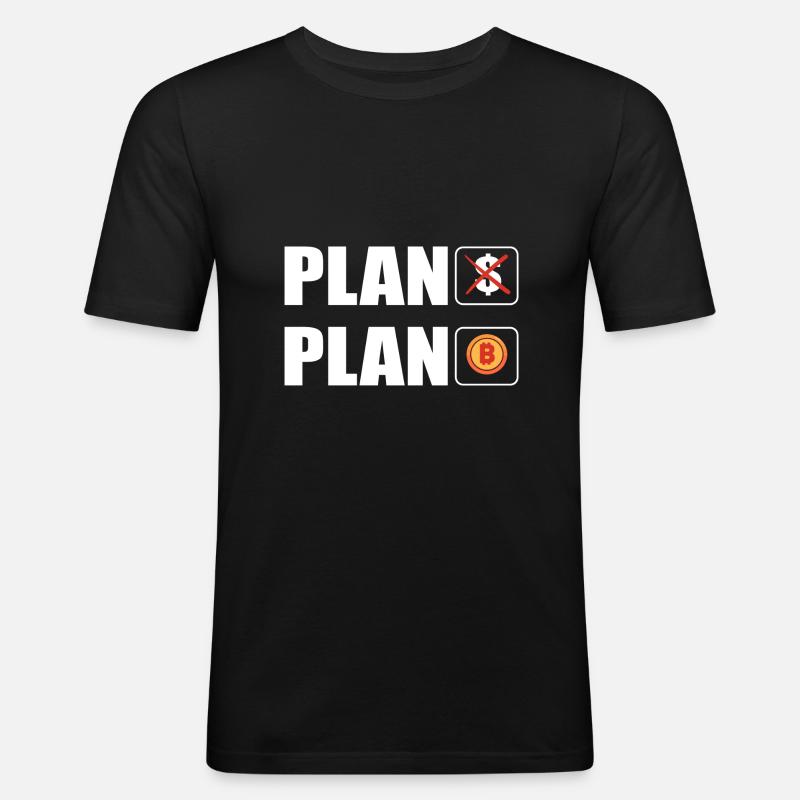 Bitcoin - Männer Slim Fit T-Shirt - Schwarz