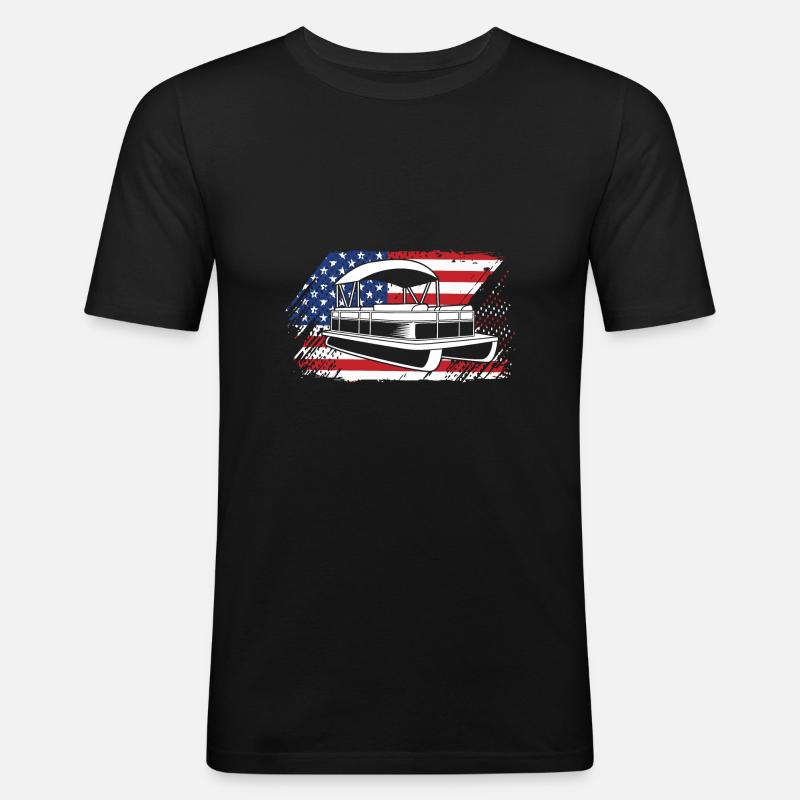 Pontonboot Boot Boote - Männer Slim Fit T-Shirt - Schwarz
