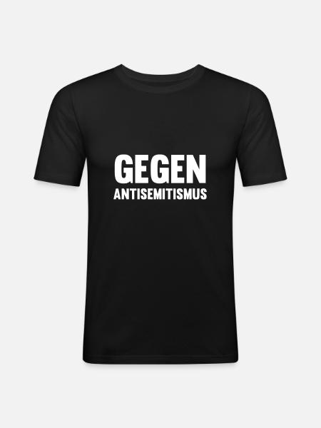 Gegen Antisemitismus - Männer Slim Fit T-Shirt - Schwarz