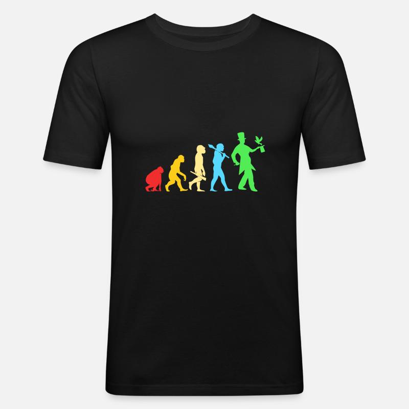 Zauberer Magie Magier Evolution - Männer Slim Fit T-Shirt - Schwarz