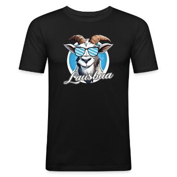 Lausbua Tracht Ziege Bock Bayrisches Volksfest - Männer Slim Fit T-Shirt - Schwarz - Vorne - Nik (191cm)
