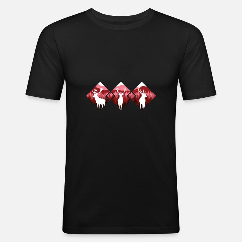 Jäger Bergsteiger Wanderer Hirsch - Männer Slim Fit T-Shirt - Schwarz