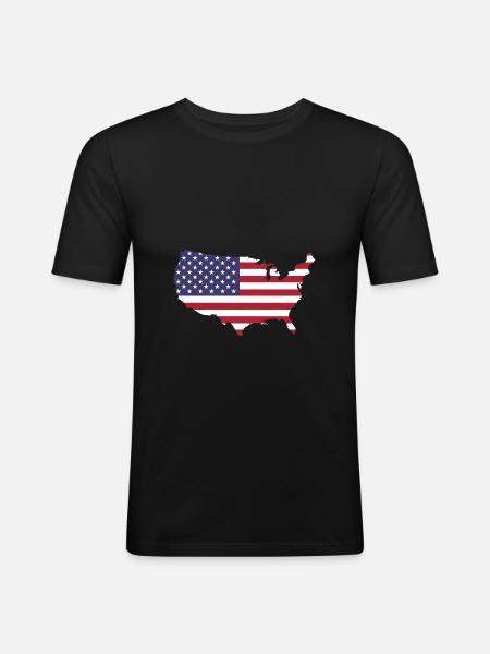American Flag - Men's Slim Fit T-Shirt - black