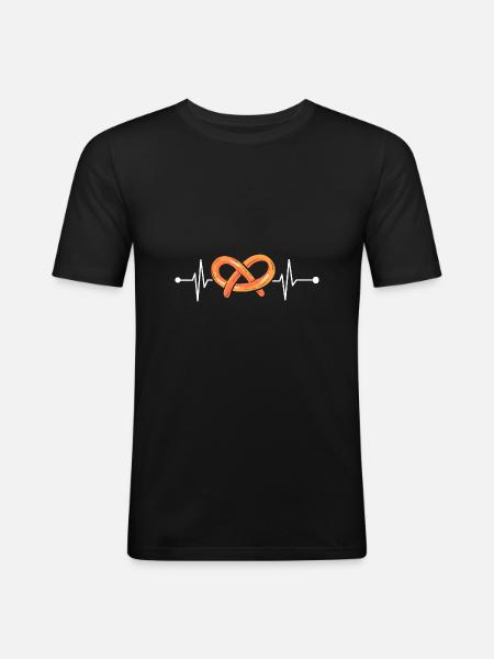 Pretzel Heartbeat - Men's Slim Fit T-Shirt - black