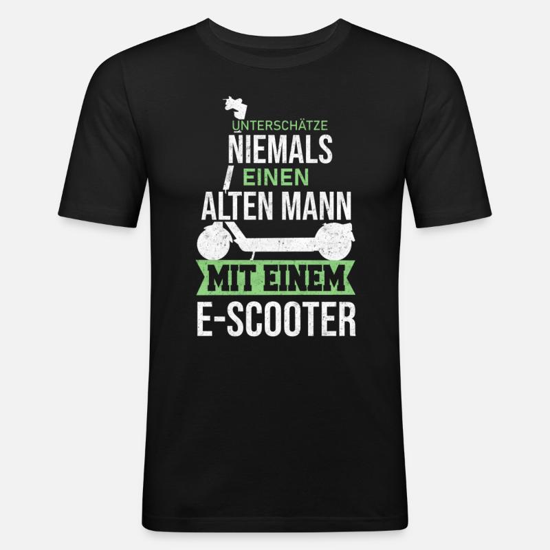 E Scooter Roller Elektroroller - Männer Slim Fit T-Shirt - Schwarz