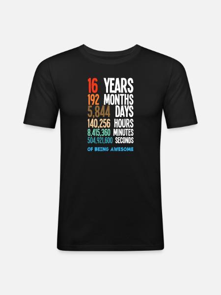 16 års fødselsdag piger drenge - Herre Slim Fit T-Shirt - sort