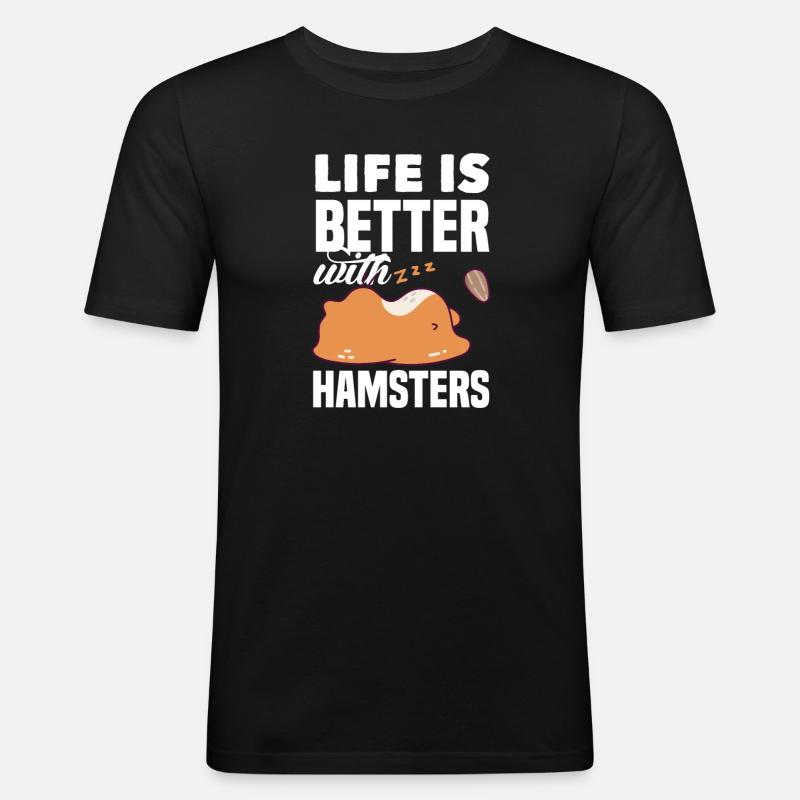 Lustiges Hamster Geschenk - Männer Slim Fit T-Shirt - Schwarz