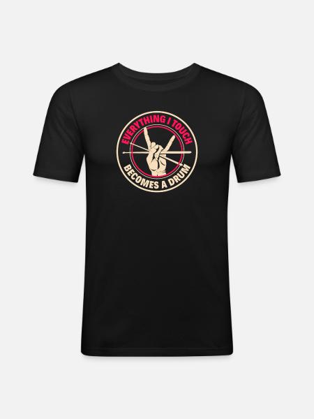 Drums Drummer Gift - T-shirt près du corps Homme - noir