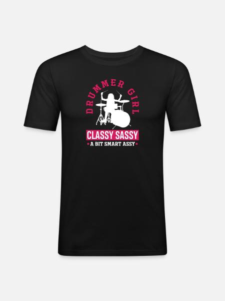 Girl Drums Drummer Gift - Men's Slim Fit T-Shirt - black