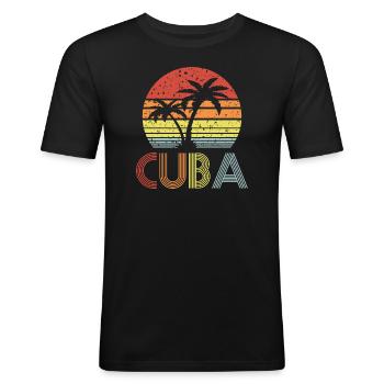 Cuba - Männer Slim Fit T-Shirt - Schwarz - Vorne - Nik (191cm)