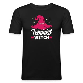 Feminismus Feministin - Männer Slim Fit T-Shirt - Schwarz - Vorne - Nik (191cm)