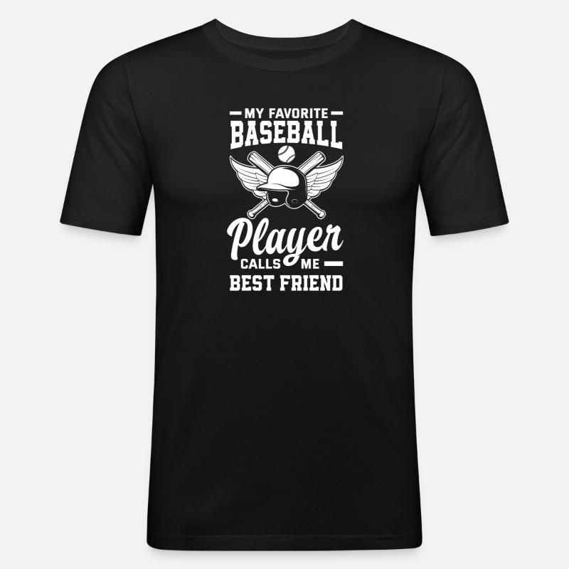 Lustiger Baseball - Männer Slim Fit T-Shirt - Schwarz