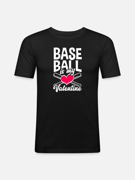 Lustiger Baseball - Männer Slim Fit T-Shirt - Schwarz
