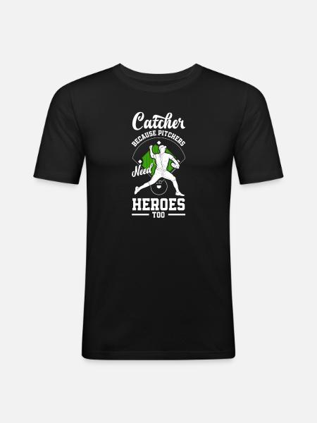 Lustiger Baseball - Männer Slim Fit T-Shirt - Schwarz