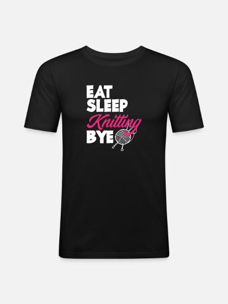 Funny Knitting Knitting Needle Gift - Men's Slim Fit T-Shirt - black