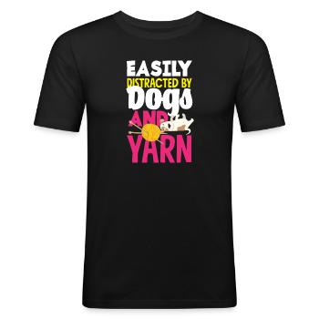 Lustiges Stricken Stricknadel Geschenk - Männer Slim Fit T-Shirt - Schwarz - Vorne - Nik (191cm)