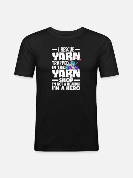 Funny Knitting Knitting Needle Gift - Men's Slim Fit T-Shirt - black
