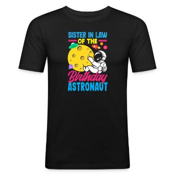 Kindergeburtstag Astronaut Familienmitglieder - Männer Slim Fit T-Shirt - Schwarz - Vorne - Nik (191cm)
