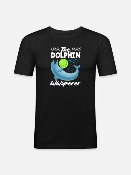 The Dolphin Whisperer with Ball - Men's Slim Fit T-Shirt - black
