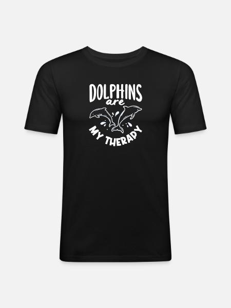 Dolphins are my therapy - Men's Slim Fit T-Shirt - black
