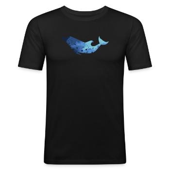 Underwater World Whale Silhouette Blue - Men's Slim Fit T-Shirt - black - Front - Nik (191cm)