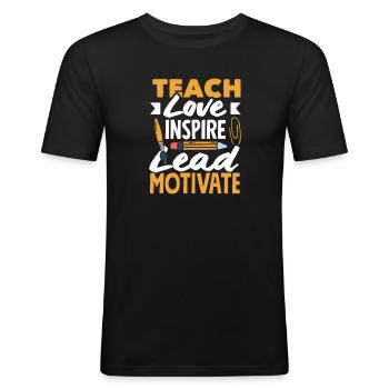Lustiges Lehrer Lehrerinnen Geschenk - Männer Slim Fit T-Shirt - Schwarz - Vorne - Nik (191cm)
