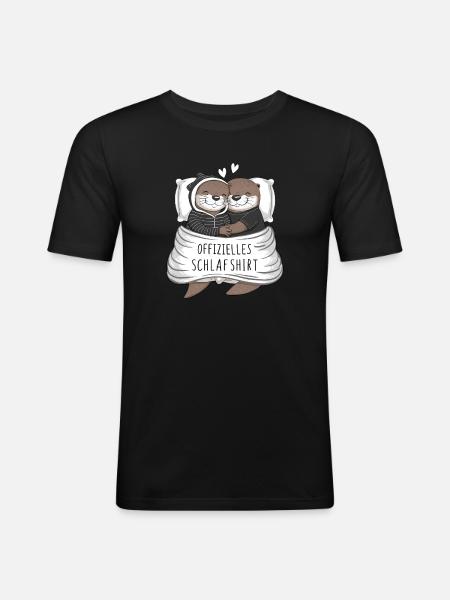 Maglietta ufficiale Sweet Otter Couple Sleep - Maglietta aderente da uomo - nero