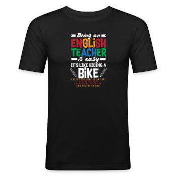 Lustiges Lehrer Lehrerinnen Geschenk - Männer Slim Fit T-Shirt - Schwarz - Vorne - Nik (191cm)