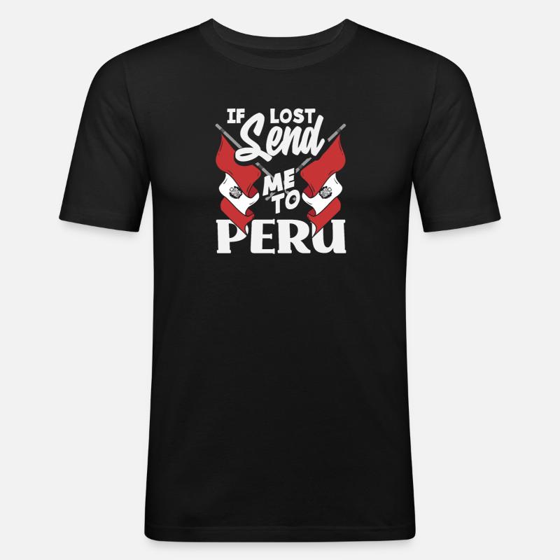 Peru Peruaner Geschenk - Männer Slim Fit T-Shirt - Schwarz