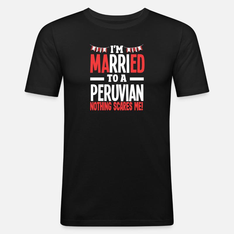 Peru Peruaner Geschenk - Männer Slim Fit T-Shirt - Schwarz