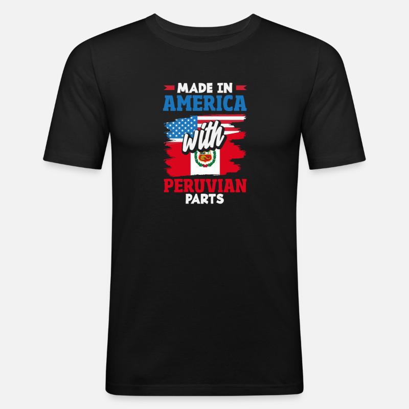 Peru Peruaner Geschenk - Männer Slim Fit T-Shirt - Schwarz