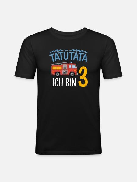 Tatütata Fire Brigade 3rd Birthday - Men's Slim Fit T-Shirt - black