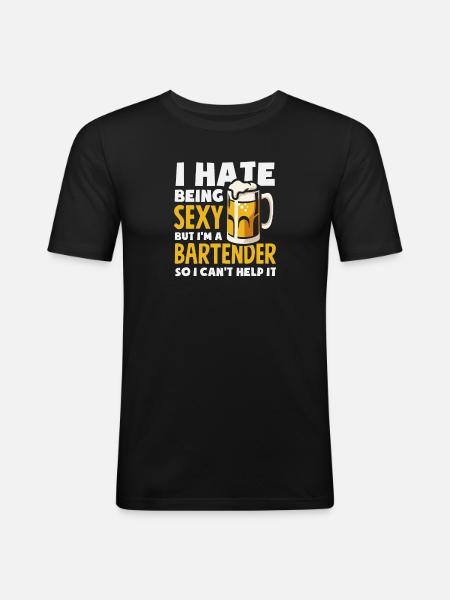 Funny Bartender Saying Bartender Gift - Men's Slim Fit T-Shirt - black