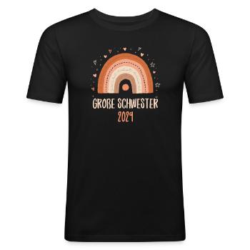 Große Schwester 2029 Regenbogen - Männer Slim Fit T-Shirt - Schwarz - Vorne - Nik (191cm)